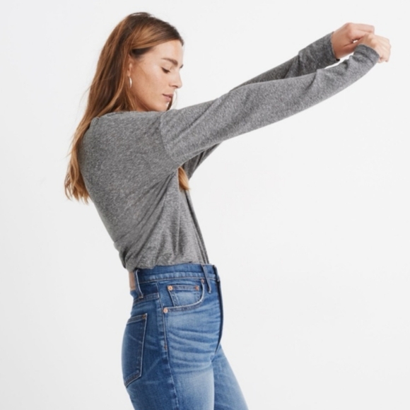 Rivet & Thread Madewell Gray Ex Boyfriend Long Sleeve Tee Shirt NWOT! - Picture 4 of 9